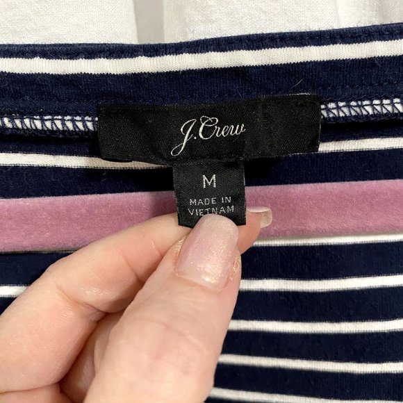 J. Crew Square Neck T-Shirt in Blue White Stripes Size M - Picture 2 of 6